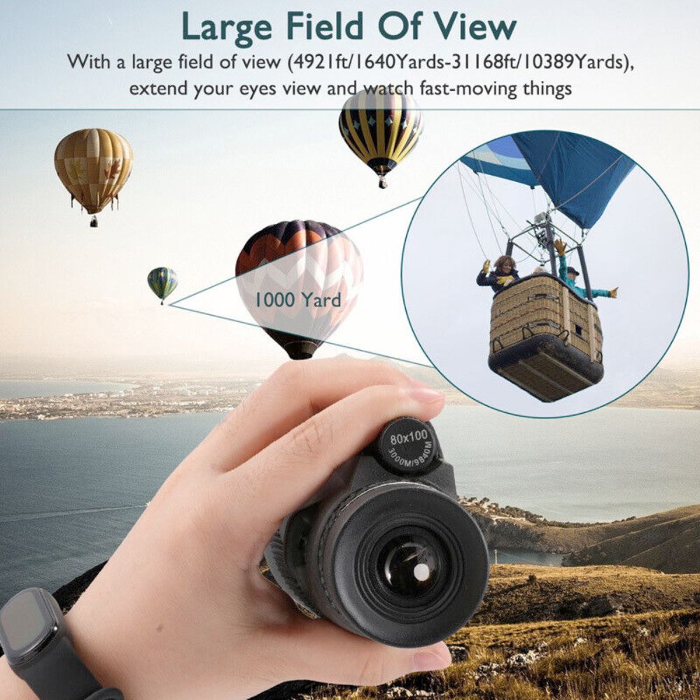 Yellow Pandora HD monocular tripod for smartphones, compact mobile and laptop accessory with adjustable stand and phone holder.