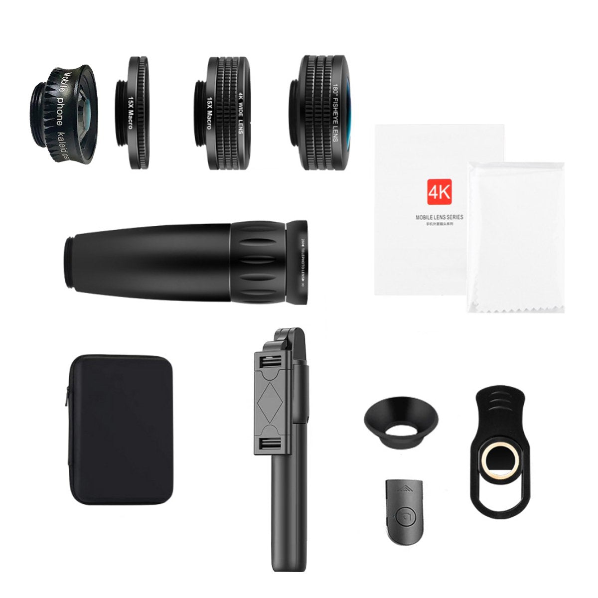 Salmon Lucky 12-in-1 4K photography bundle featuring various tech accessories displayed on a clean surface.