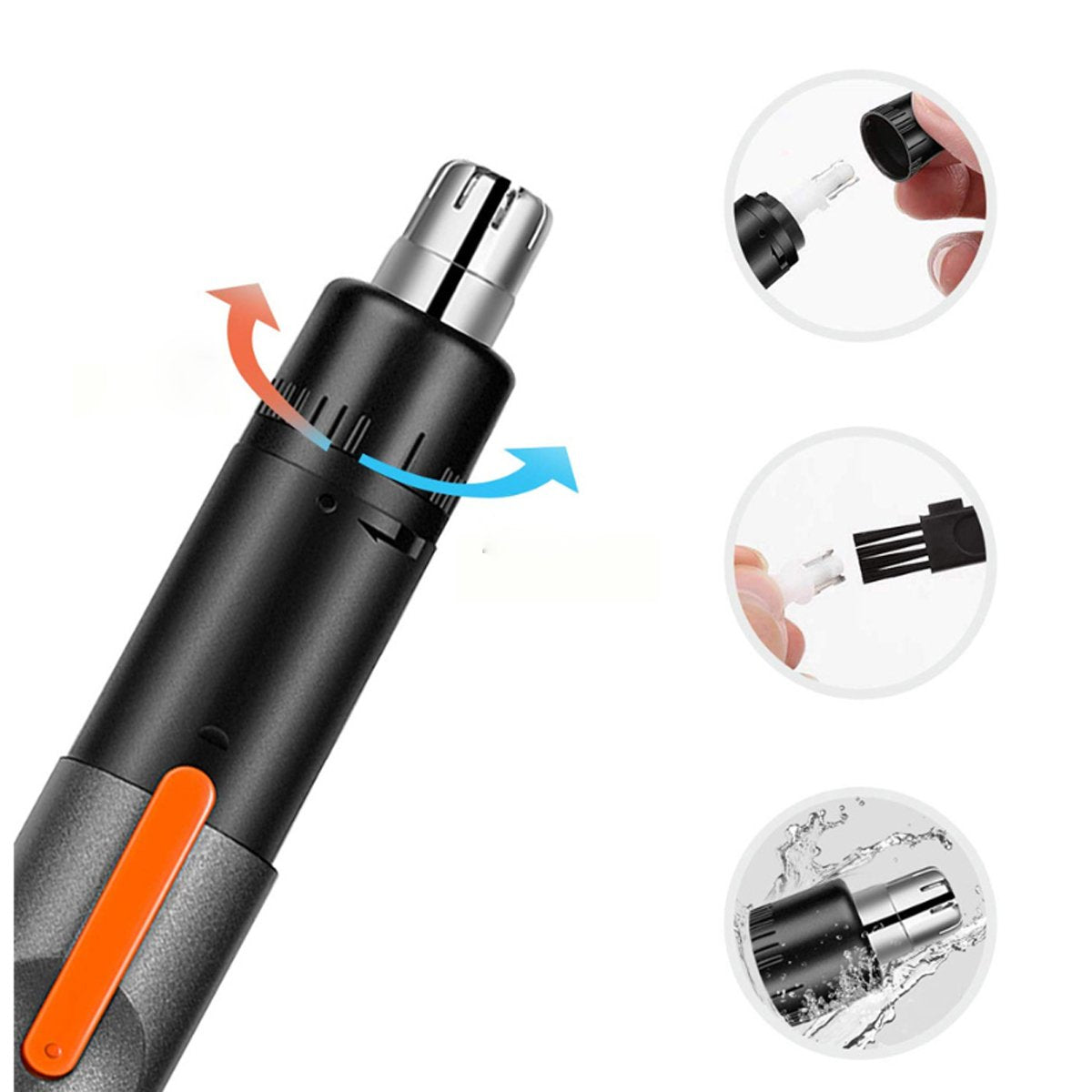 Salmon Lucky Vanity Hair Trimmer for ears and nose, compact tech accessory with ergonomic design and stainless steel trimming heads.