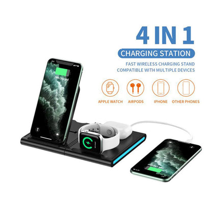 Salmon Lucky Magnetic Power Tiles 4-in-1 wireless charging station with sleek design and multiple charging pads for tech accessories