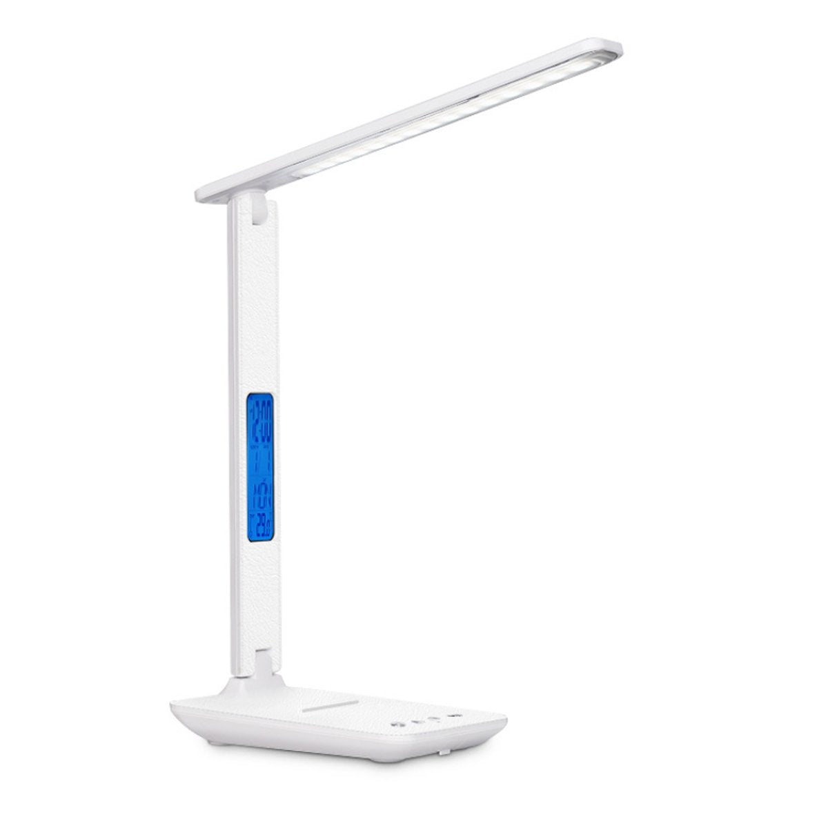 Salmon Lucky 3-in-1 Lamp with phone charger, clock, and thermostat showcasing sleek design and integrated tech features.