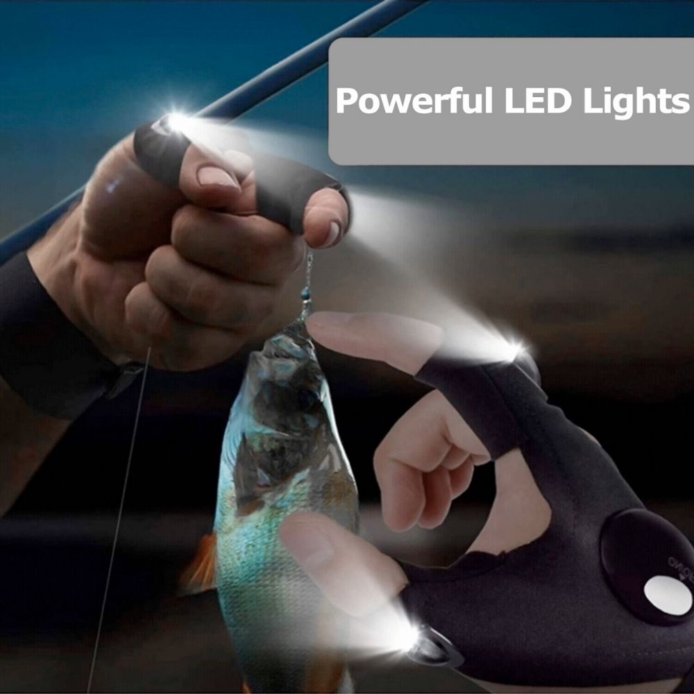 Yellow Pandora LED flashlight gloves, multipurpose gift gloves with built-in lights, ideal for outdoor and emergency use.