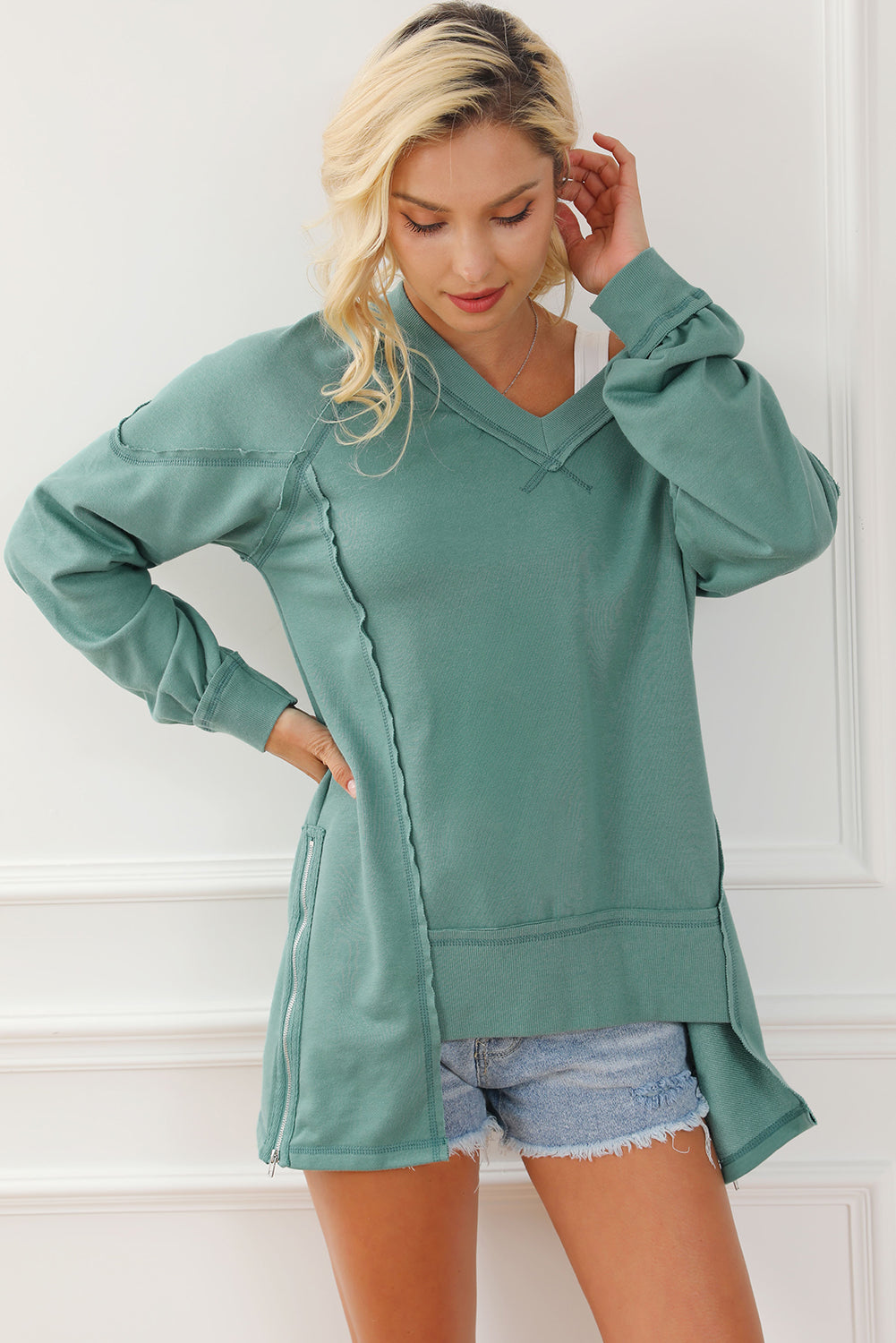 Elegant Start2Finish blouse with matching accessories, displayed on a hanger against a neutral background.