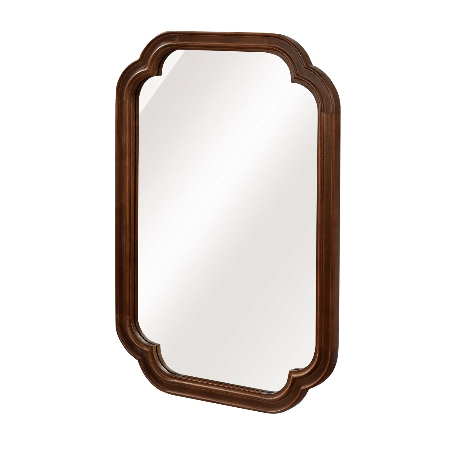 Sangria Beech solid wood framed decorative mirror with rounded corners, ideal for bedroom furniture decor.