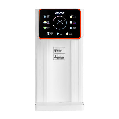 Pear Daisy countertop hot water dispenser with 6 temperature settings and 7 volume options, 101oz capacity, in a home kitchen setting.