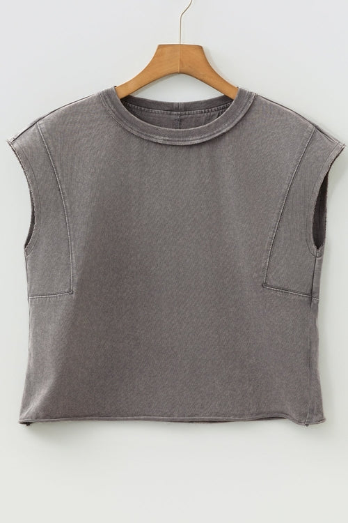 Byzantium Bay solid mineral wash boxy tank top, sleeveless casual tank top in soft fabric, displayed on a neutral background.