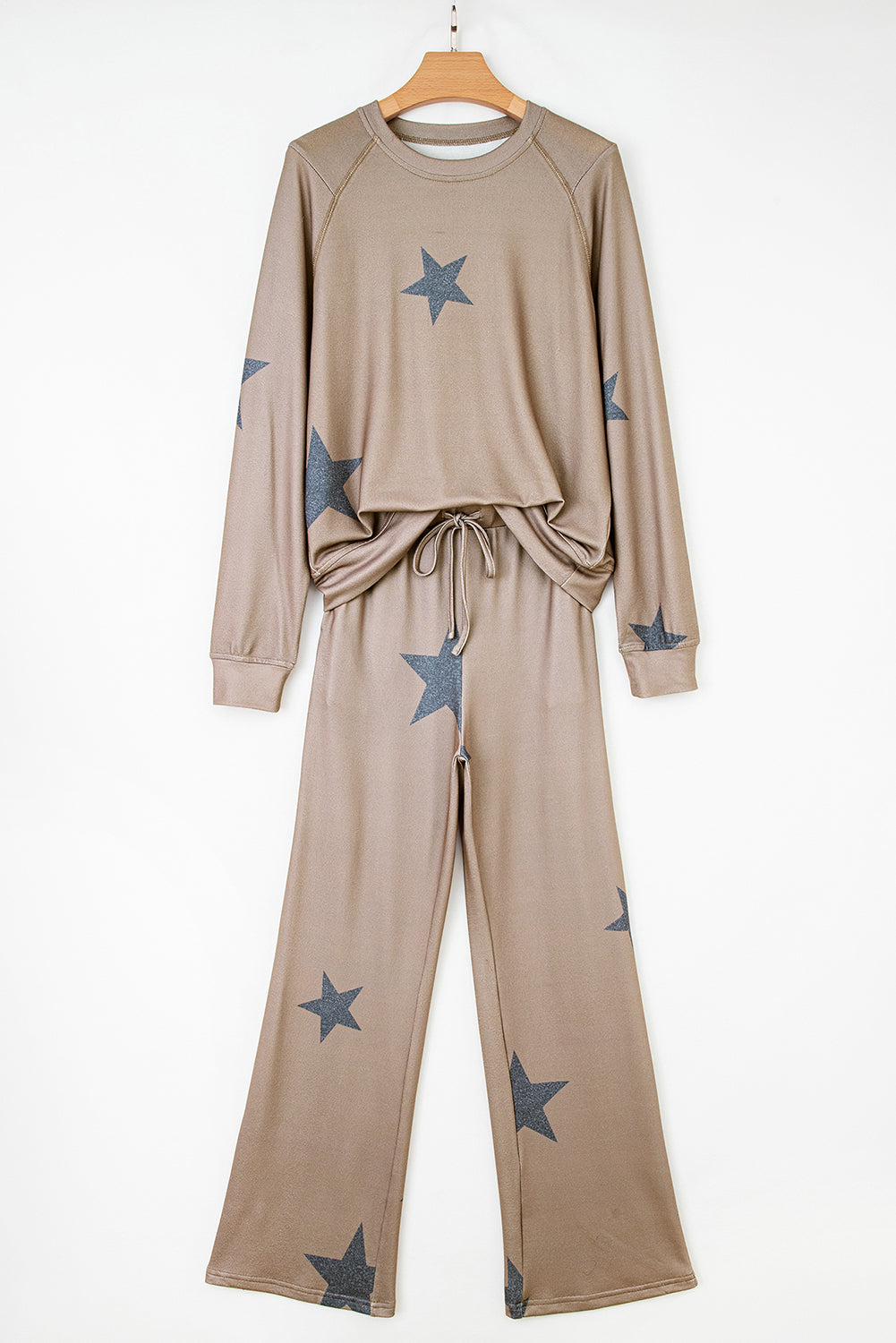 Byzantium Bay star print lounge set featuring a relaxed top and matching pants for comfortable, stylish loungewear.