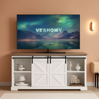 White Sliding Barn-Door TV Stand – Living Room &amp; Hospitality Media Storage