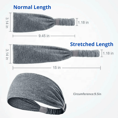 Black Lavender extra-wide sport and fitness sweat-wicking headband for workout and running, made of breathable, moisture-wicking fabric.