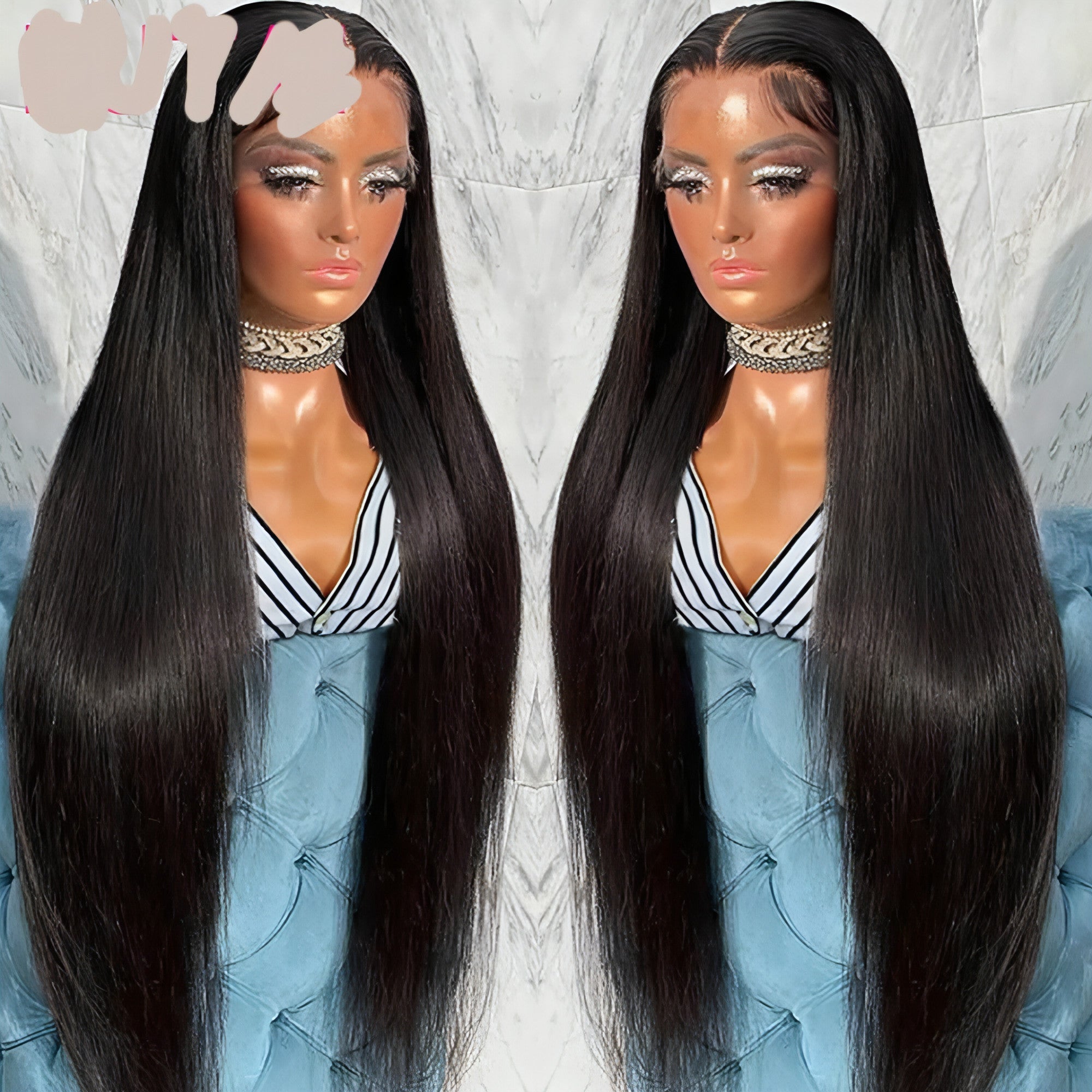 Carmine Juneberry LuxeWave real human hair lace wig set featuring wavy hair on a lace cap for a natural look.