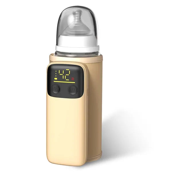 Pear Daisy portable bottle warmer with night light for baby milk and formula, compact design for home use.