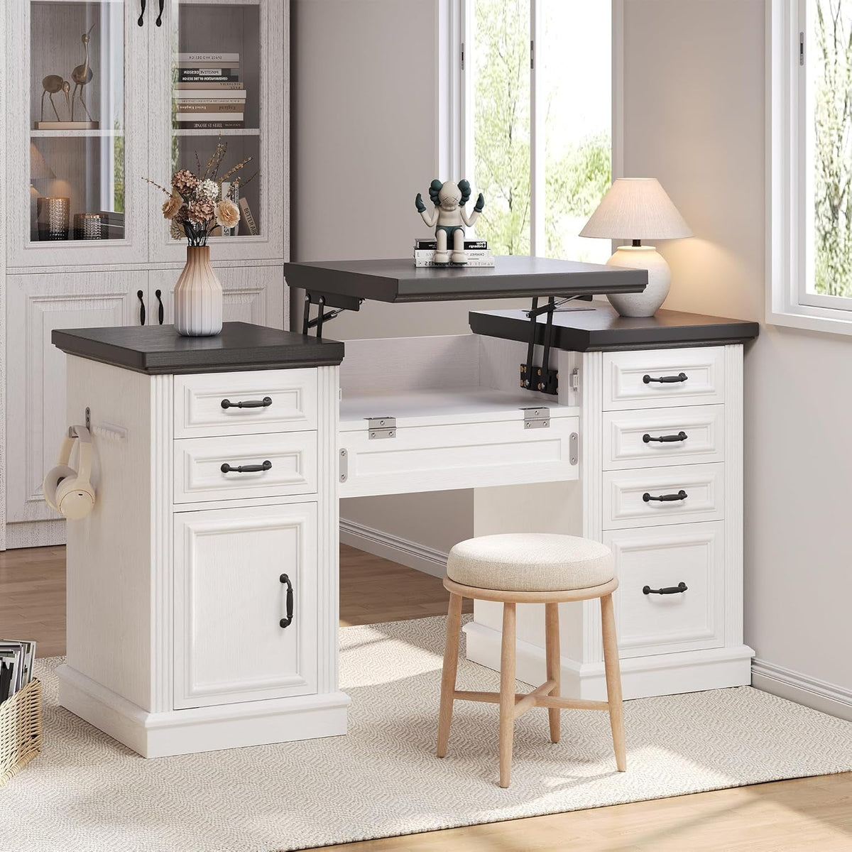 57 Inch Height Adjustable Executive Desk Storage Systems