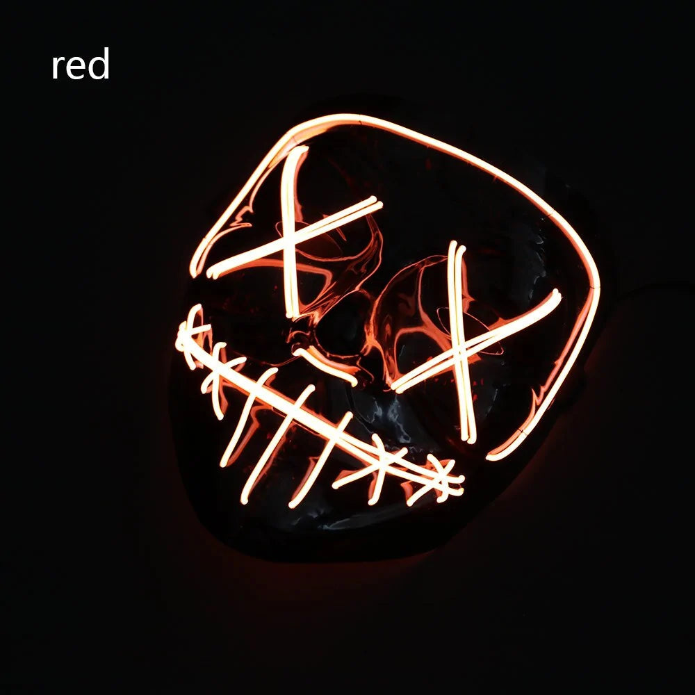 White Eucalyptus Halloween LED pet mask with glowing lights and spooky design, perfect for dressing up your pet for Halloween.