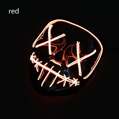 White Eucalyptus Halloween LED pet mask with glowing lights and spooky design, perfect for dressing up your pet for Halloween.