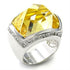 Rhodium 925 sterling silver ring with AAA grade Citrine CZ, featuring a 7x154 Turquoise Tiger jewelry design.