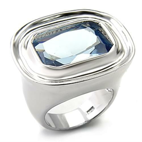 Rhodium 925 sterling silver ring with synthetic spinel, featuring a sea-inspired design by Turquoise Tiger.