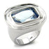 Rhodium 925 sterling silver ring with synthetic spinel, featuring a sea-inspired design by Turquoise Tiger.