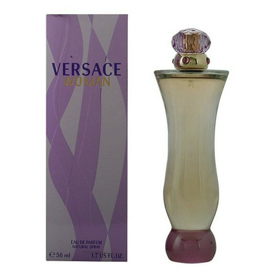 Elegant image of a woman holding a bottle of Versace Woman EDP perfume, showcasing the luxurious fragrance and stylish design.
