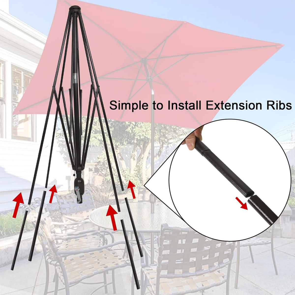 Rectangular Outdoor Patio Umbrella Tilt Crank Mechanism