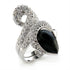 Rhodium brass ring with semi-precious jet stone from Turquoise Tiger, showcasing a sleek, polished jewelry design.