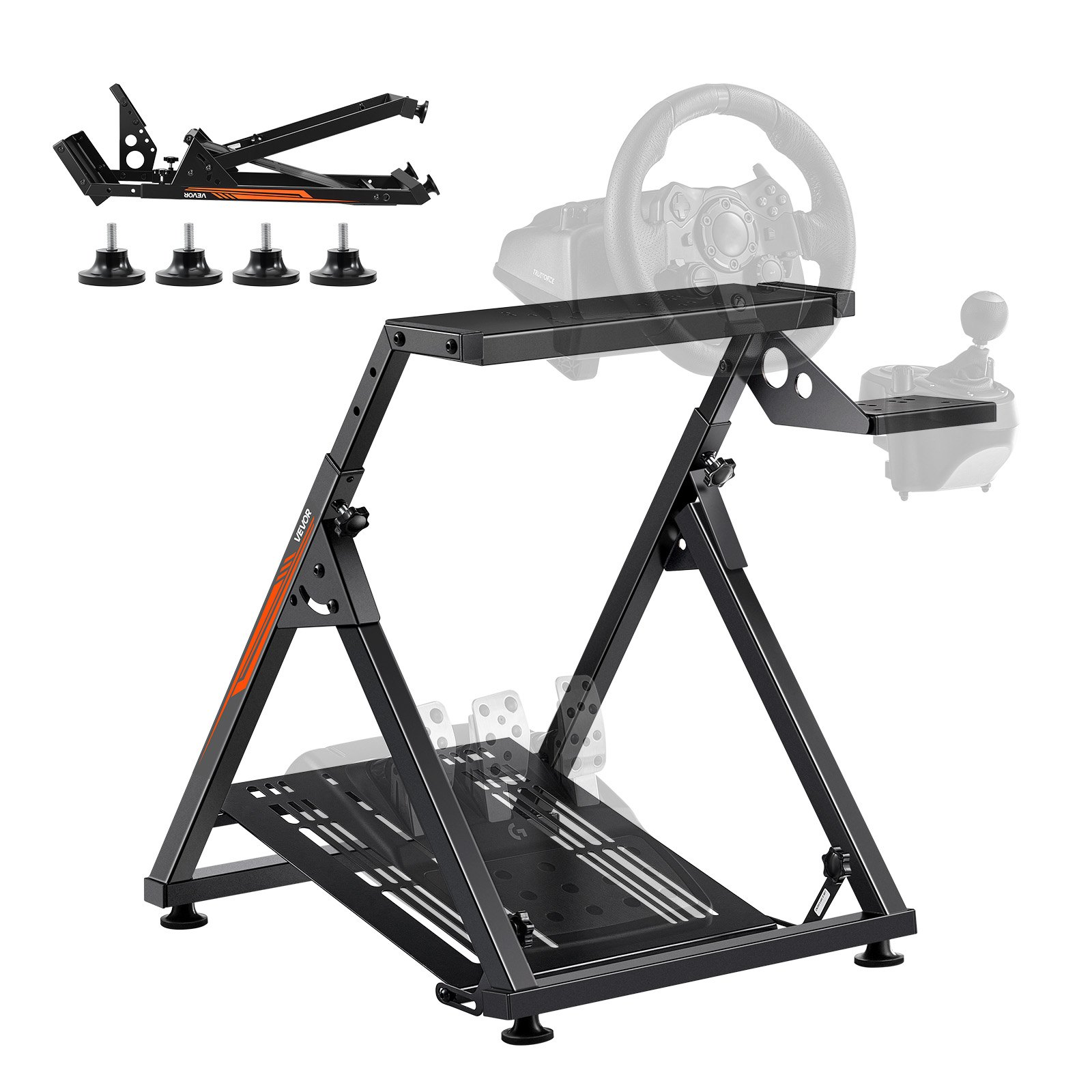 Start2Finish VEVOR racing wheel stand for Logitech G923 G920 G29, Thrustmaster T300RS, foldable, adjustable, compact simulator cockpit frame