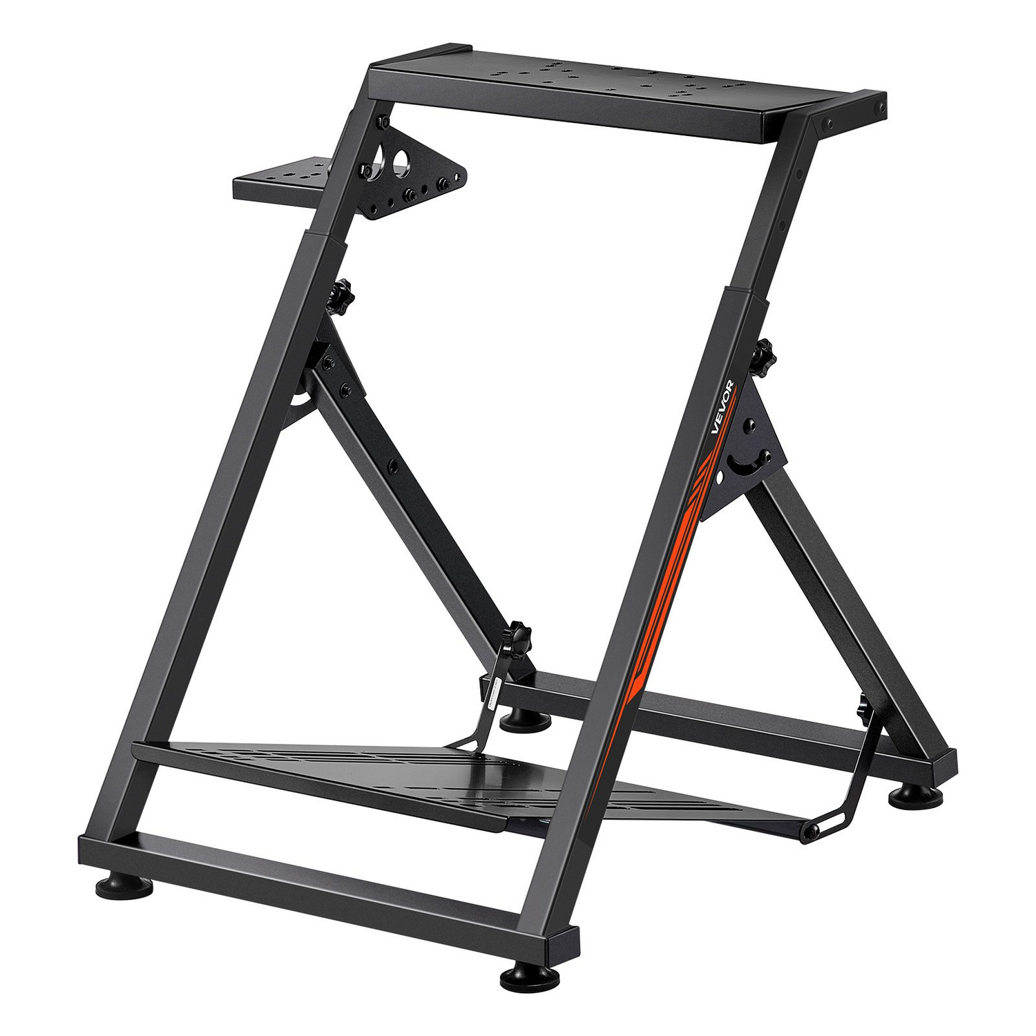 Start2Finish VEVOR racing wheel stand for Logitech G923 G920 G29 G27, adjustable, foldable, compact gaming cockpit with pedal support.