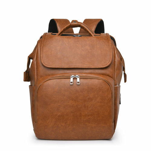 Maroon Asteria PU leather diaper bag for moms, featuring multiple compartments and stylish maternity design.