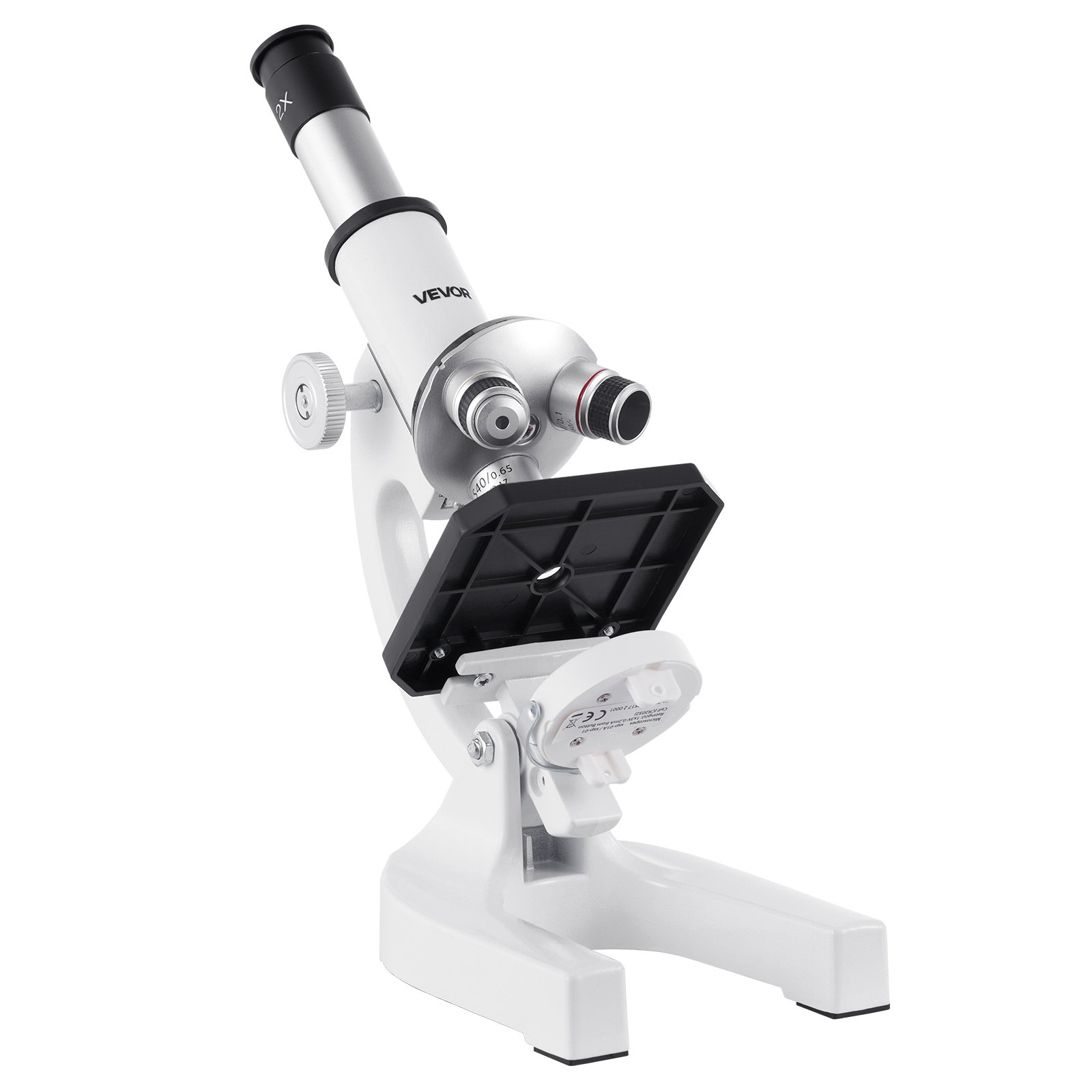 Start2Finish VEVOR Kids and Adults microscope with 40X-2000X magnification, LED light, and mobile phone adapter for educational use.
