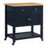Blue finish Stirling Kitchen Cart from Start2Finish featuring storage shelves and a sturdy wooden top for versatile kitchen use