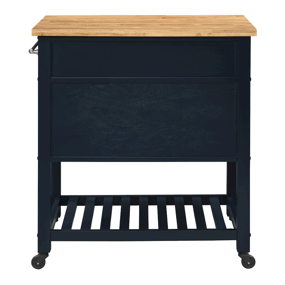 Start2Finish Stirling kitchen cart in blue finish, featuring a versatile furniture piece with storage and prep surface.