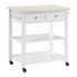Start2Finish Litchfield kitchen cart with faux marble top, white finish, sturdy furniture with storage and workspace.