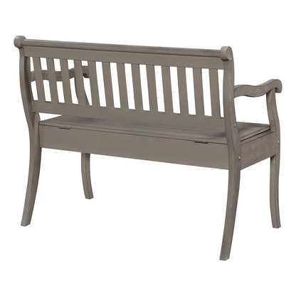 Wakefield entryway storage bench by Start2Finish in Goldstone finish with cushioned seat and built-in storage compartment.
