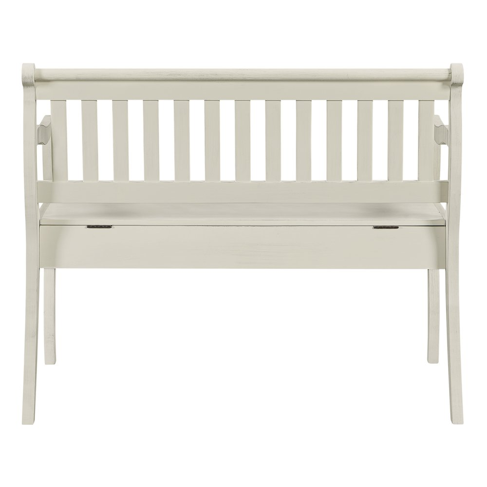 White Finish Wakefield Entryway Storage Bench by Start2Finish with cushioned seat and ample storage space