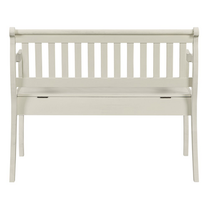 White Finish Wakefield Entryway Storage Bench by Start2Finish with cushioned seat and ample storage space