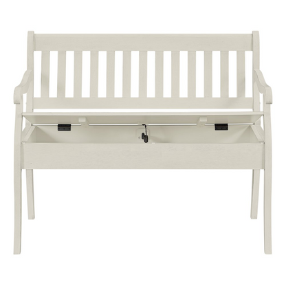 White Finish Wakefield Entryway Storage Bench by Start2Finish with cushioned seat and storage compartments for shoes and accessories.