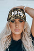 Carmine Juneberry Leopard MAMA embroidered baseball cap with leopard print design and adjustable strap, casual hat for women.