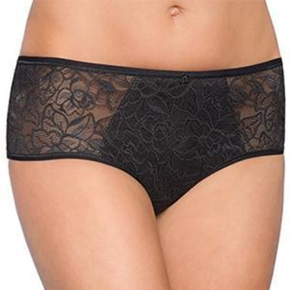 Black Conturelle Temptation sheer lace boyshort panty by Lime Lucy, featuring delicate lace and a comfortable, feminine fit.