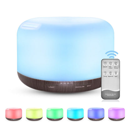 DC-THE CEO color changing essential oil diffuser with remote, home aromatherapy device showing vibrant LED lights and sleek design