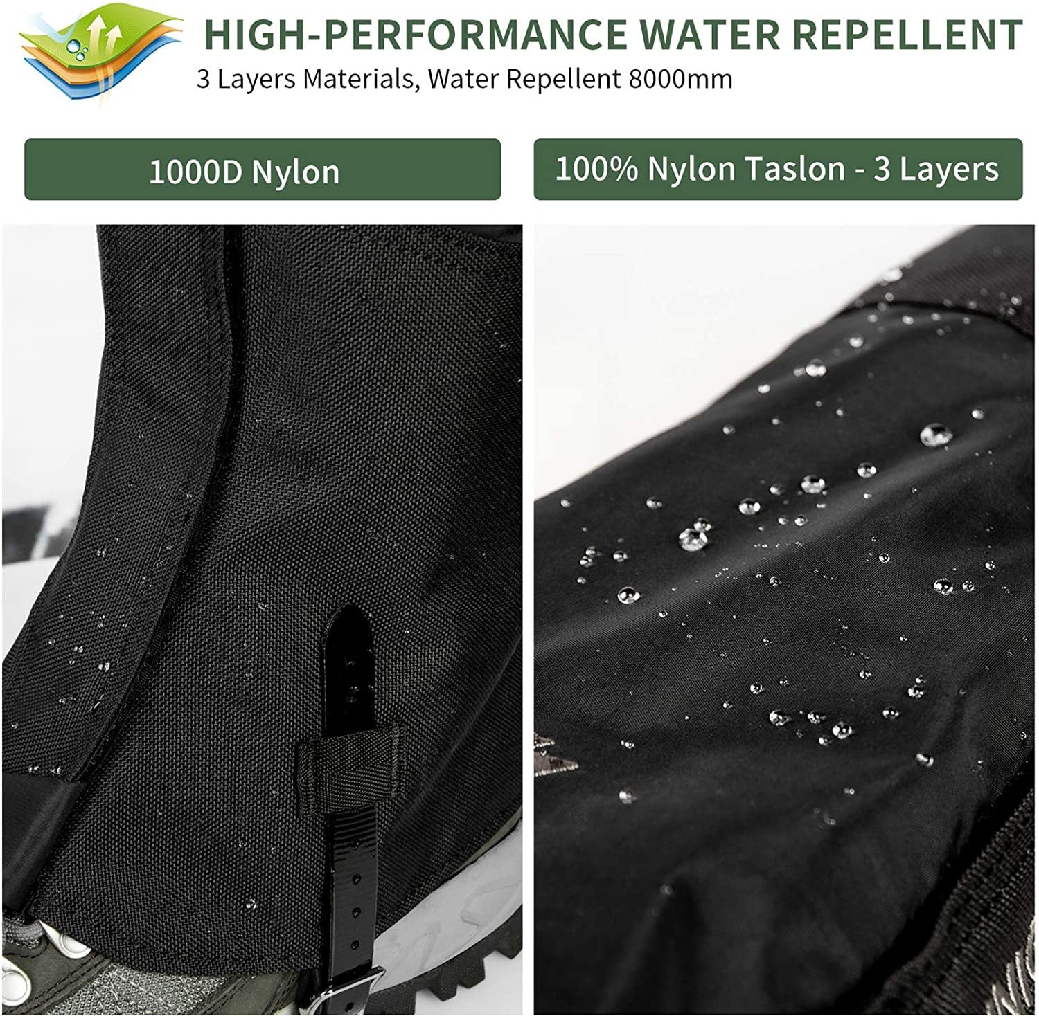 Indigo Eurybia 1000D waterproof leg gaiters for sports and outdoor activities, showing durable, water-resistant fabric and adjustable straps.