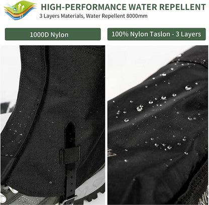Indigo Eurybia 1000D waterproof leg gaiters for sports and outdoor activities, showing durable, water-resistant fabric and adjustable straps.