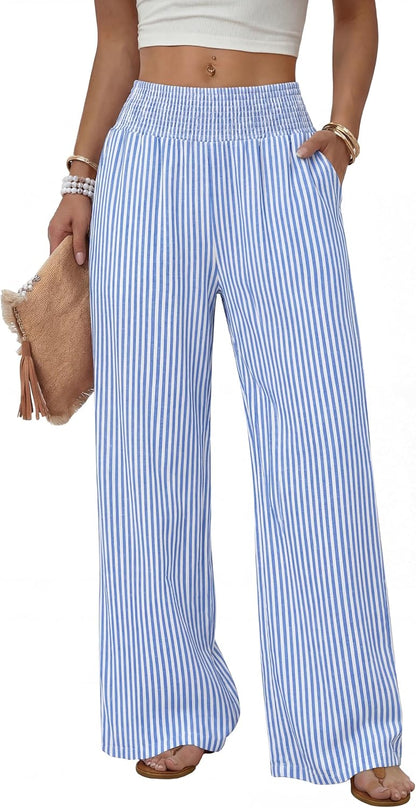Sampeel Wide Leg Pants Woman High Waist Trousers with Pockets Casual Lounge