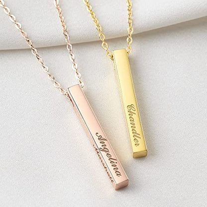 Personalized Green Millie mother necklace with four side bars and kids&