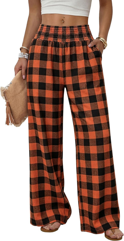 Sampeel Wide Leg Pants Woman High Waist Trousers with Pockets Casual Lounge