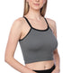 Gray ribbed tank top for women from Maroon Menoetius, featuring a fitted sleeveless design and ribbed fabric texture.