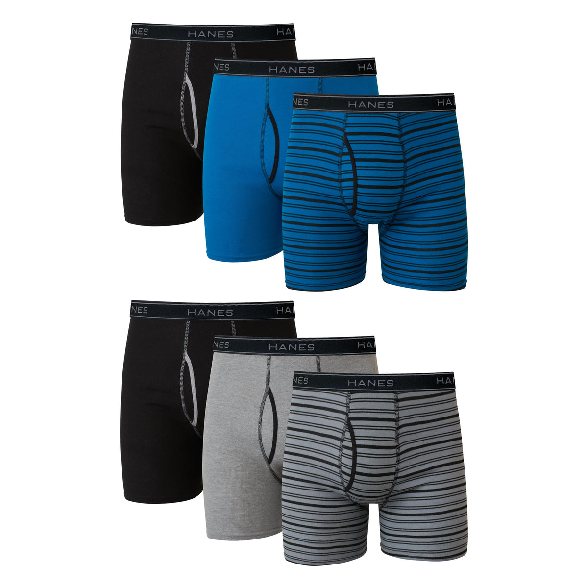 Hanes mens Underwear Boxer Briefs Pack, Cool &amp; Breathable Cotton Moisture-wicking Underwear for Men, No Ride Up