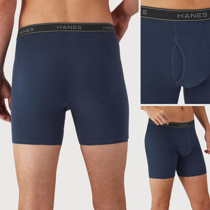 Hanes mens Underwear Boxer Briefs Pack, Cool &amp; Breathable Cotton Moisture-wicking Underwear for Men, No Ride Up