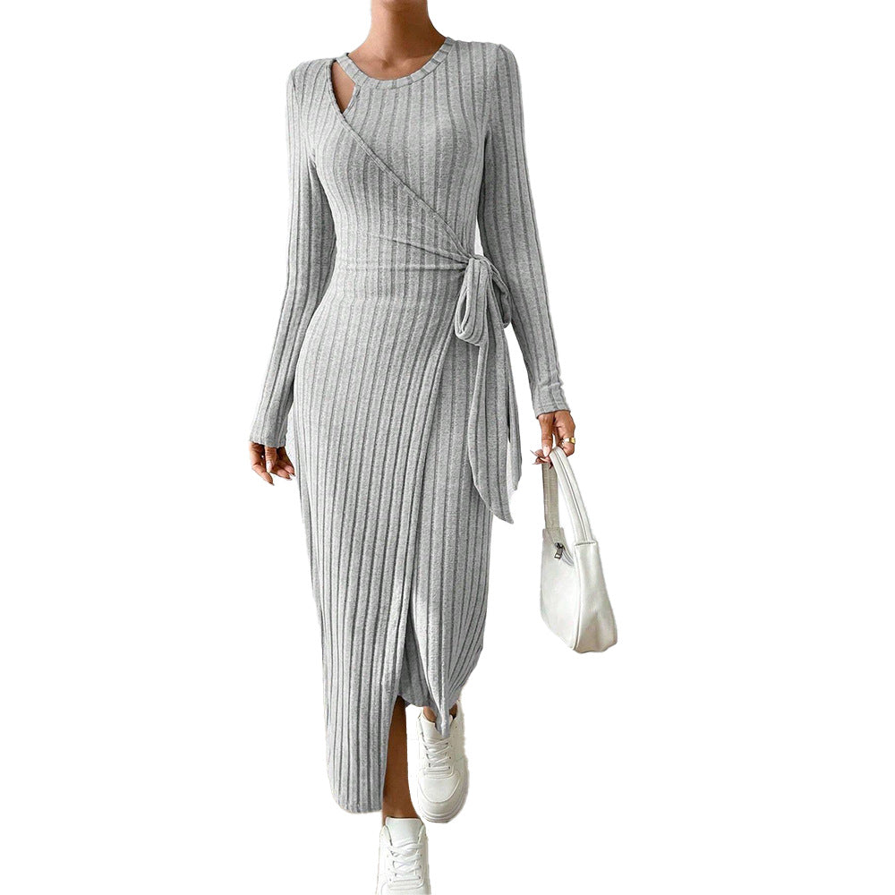 Elegant European and Egyptian solid sleeve long dress by Jade Iapetus, featuring a flowing silhouette and sophisticated design.