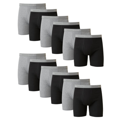 Hanes mens Underwear Boxer Briefs Pack, Cool &amp; Breathable Cotton Moisture-wicking Underwear for Men, No Ride Up