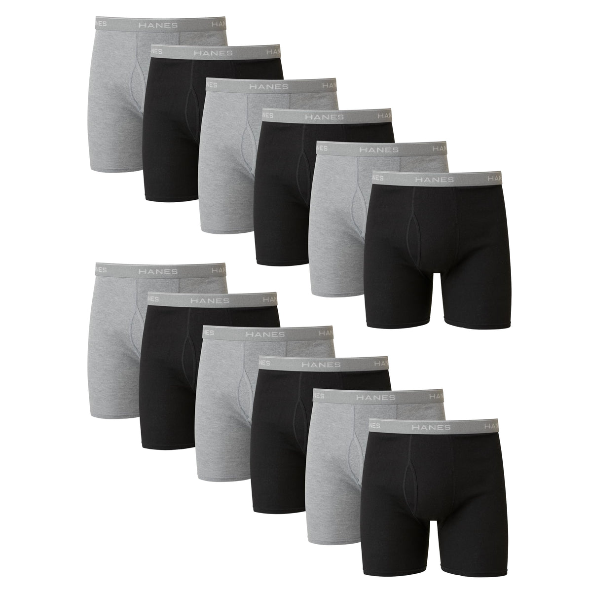 Hanes mens Underwear Boxer Briefs Pack, Cool &amp; Breathable Cotton Moisture-wicking Underwear for Men, No Ride Up