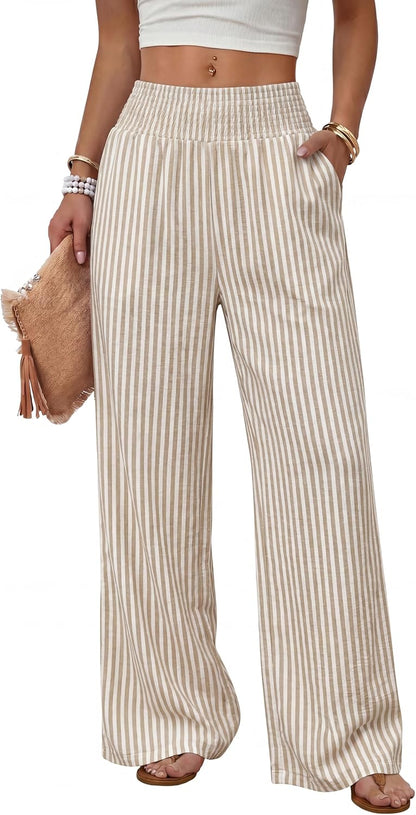 Sampeel Wide Leg Pants Woman High Waist Trousers with Pockets Casual Lounge